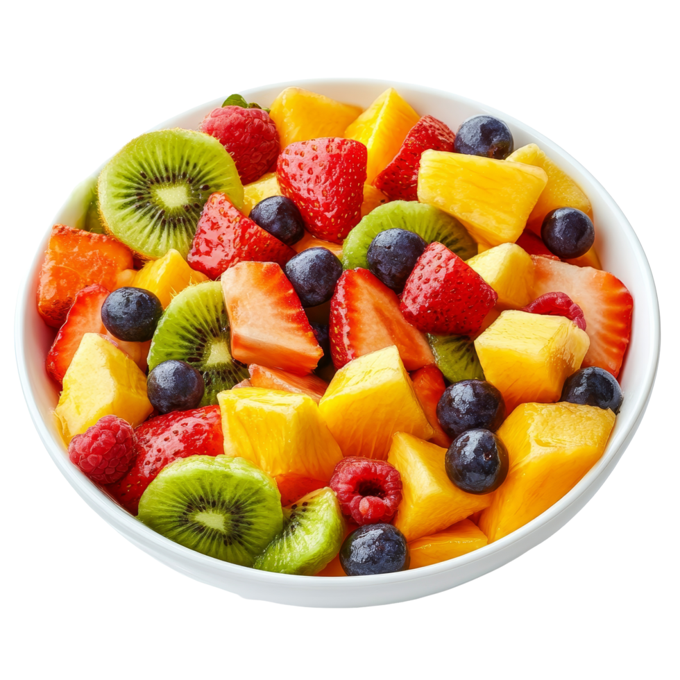Delicious fresh mixed fruit salad served in a bowl ready to enjoy on a sunny afternoon, Fresh tasty mixed fruit salad in a bowl on a transparent background png