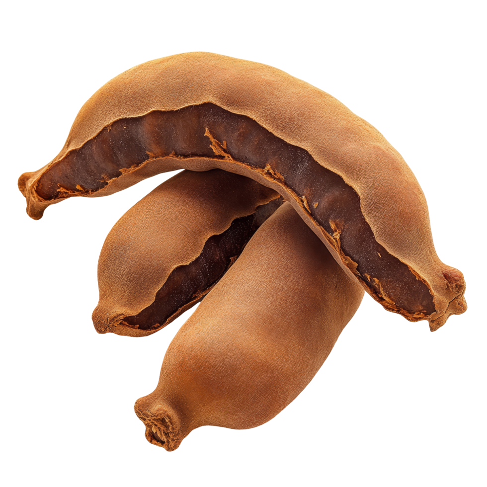 Velvet tamarind fruit displayed on a transparent background showcasing its unique appearance and texture, Velvet tamarind fruit isolated on transparent background png