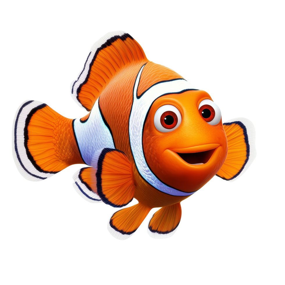 Beautiful clownfish swimming gracefully against a clean transparent background in a vibrant underwater environment, Clownfish Nemo Isolated on transparent background png