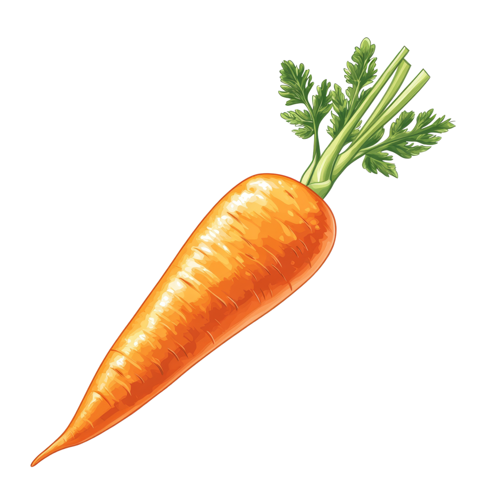 Bright orange carrot clipart illustration isolated on a transparent background suitable for culinary and educational use, orange carrot illustration isolated on transparent background png