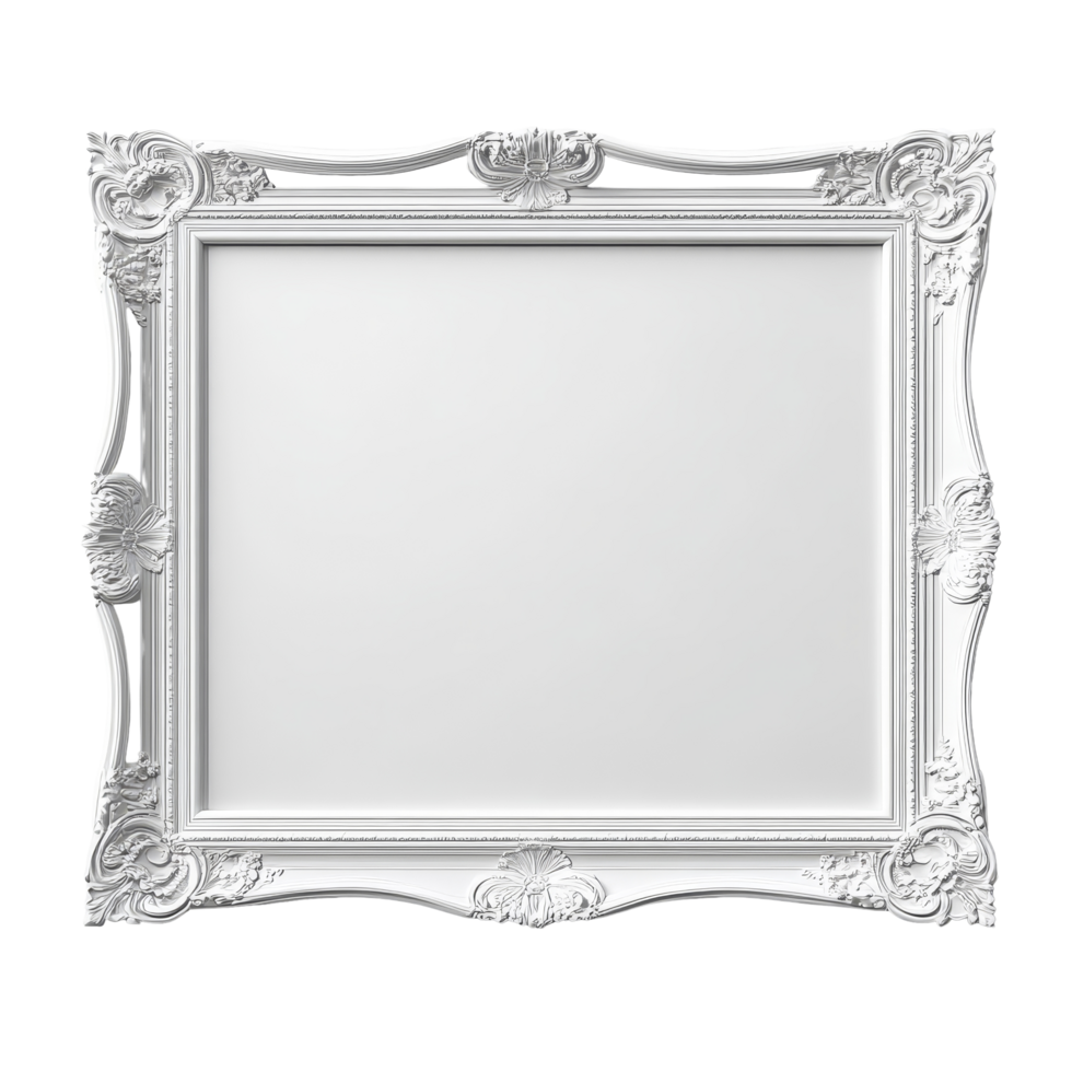 Elegant transparent blank picture frame against a light background ready for artwork display at home or gallery, transparent blank picture framerealistic horizontal picture frame png