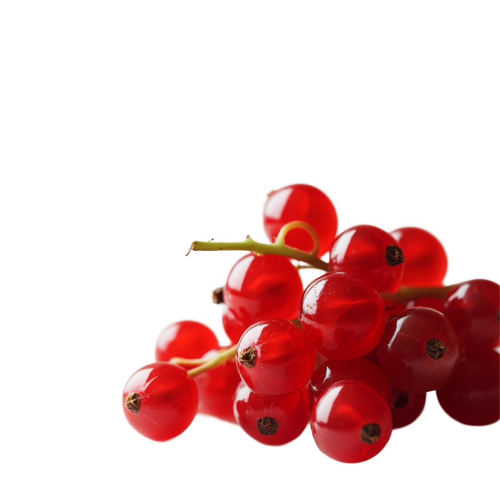 Fresh red currants on a transparent background, showcasing ripe fruit ready for culinary use and enjoyment, Fresh red currant fruit on a transparent background png