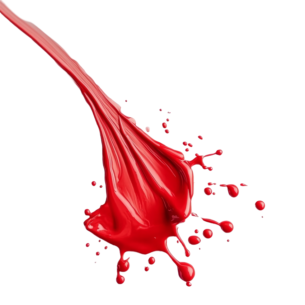 Red paint droplets cascade down a transparent surface, creating a vivid contrast and artistic flow, red liquid drops of paint color flow down on transparent background png