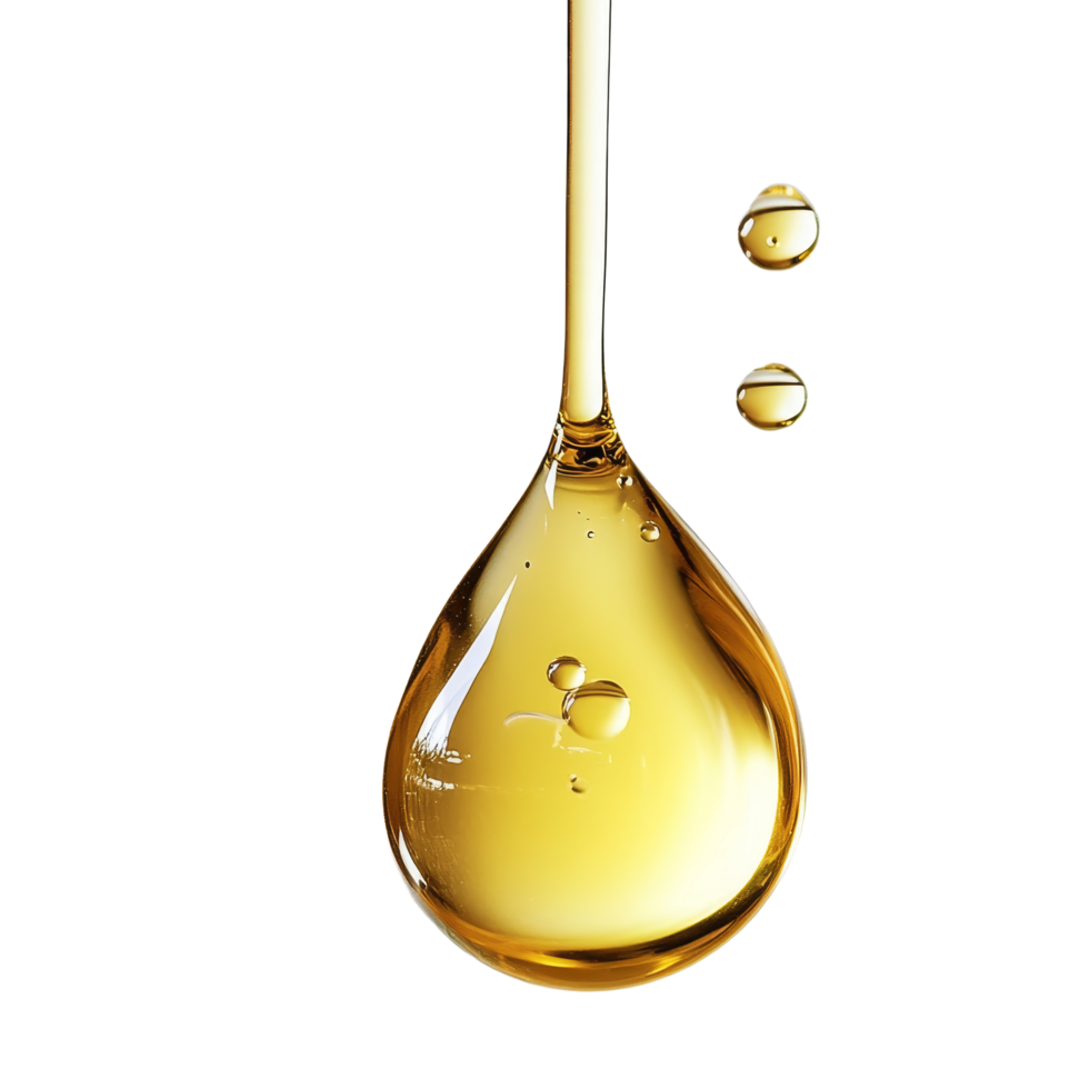 A drop of oil and shampoo blending delicately on a clean transparent background showcasing their textures and colors, drop of oil and shampoo on transparent background png