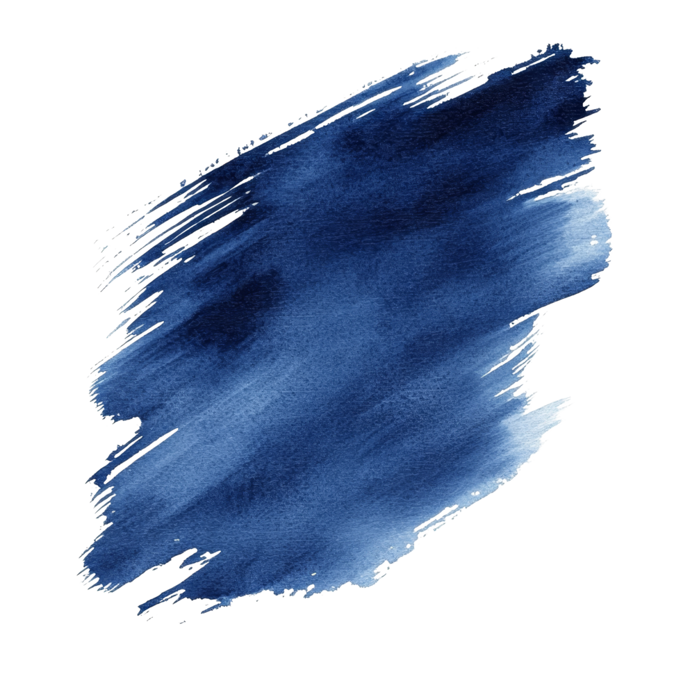 Dark blue watercolor brush stroke isolated on a transparent background, showcasing the fluidity and texture of artistic expression, dark blue brush stroke isolated on transparent background png