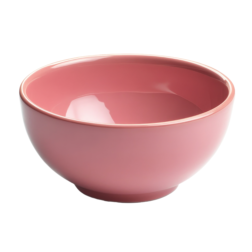 A simple pink ceramic bowl set against a clean transparent background showcases its elegant design and color, pink ceramic bowl on transparent background png