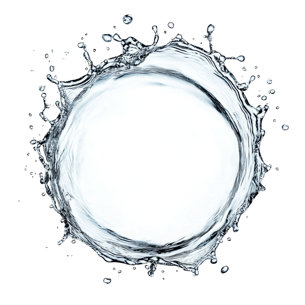 Captivating water splash forming a perfect circular shape against a simplistic transparent background, Water splash forming a circle isolated Stock Illustration png