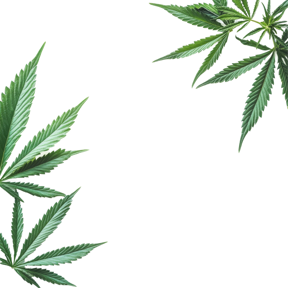 Vibrant cannabis hemp leaves arranged on a transparent background showcasing the beauty of natural greenery, Cannabis hemp leaves transparent background png