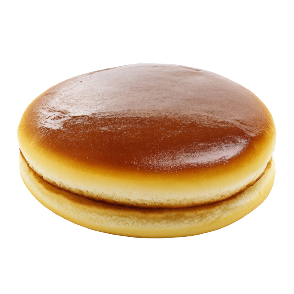 Delicious dorayaki pastry isolated on a pure transparent background, showcasing its sweet brown top and fluffy texture, Dorayaki isolated transparent transparent background png