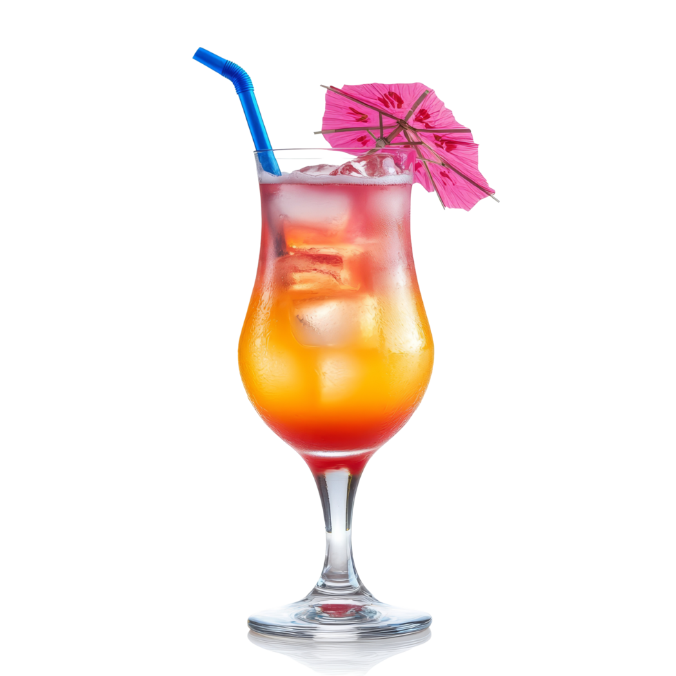 Enjoy a refreshing bay breeze cocktail with umbrella on a bright transparent background, bay breeze cocktail isolated on transparent background png