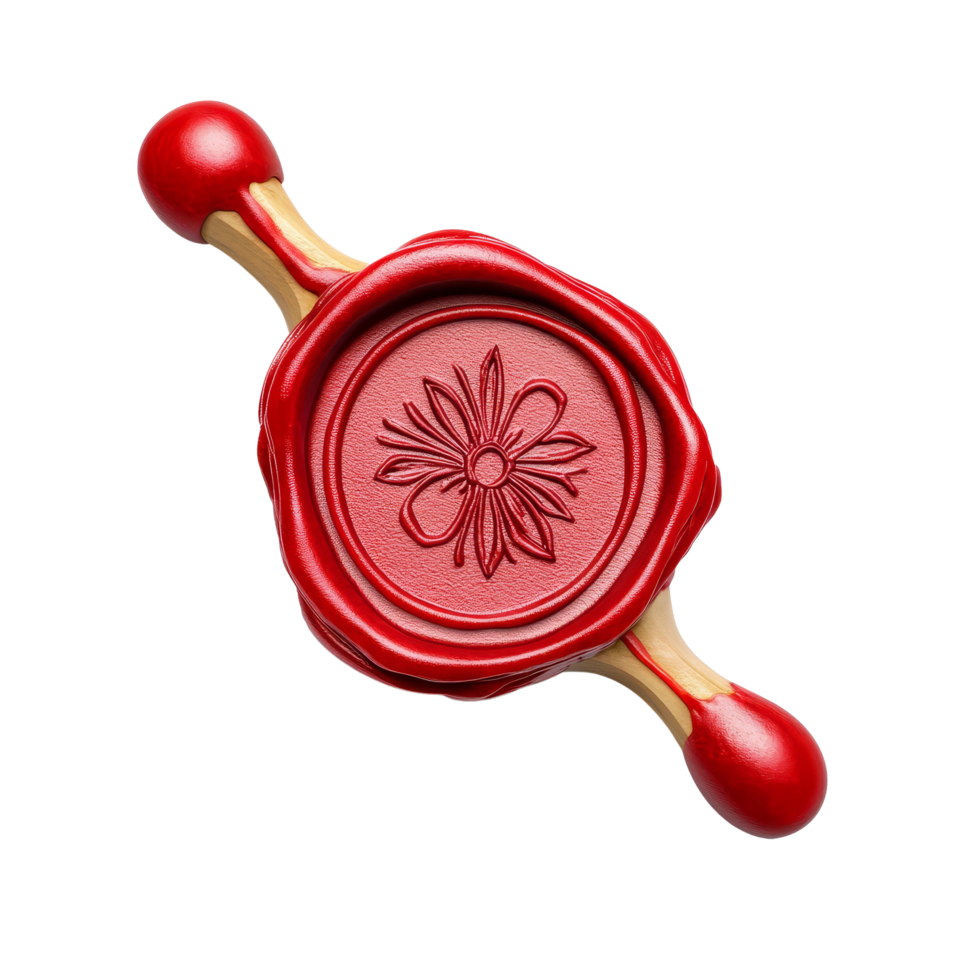 Wax seal with an approved design showcasing a detailed floral pattern, isolated on a clean transparent background, Wax Seal with Approved Word Isolated Stock Illustration png