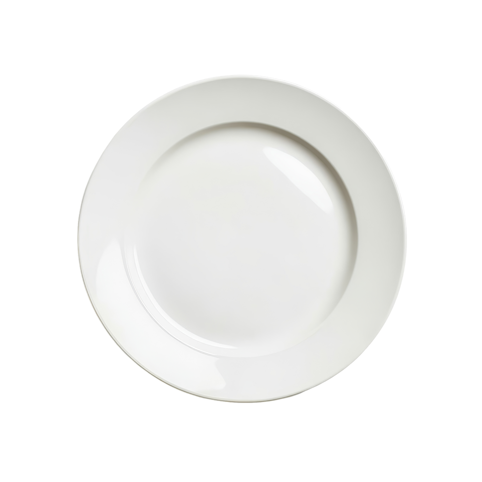 Empty transparent plate on a plain transparent background, ideal for showcasing culinary presentations or modern table settings, top view empty transparent plate on transparent background png