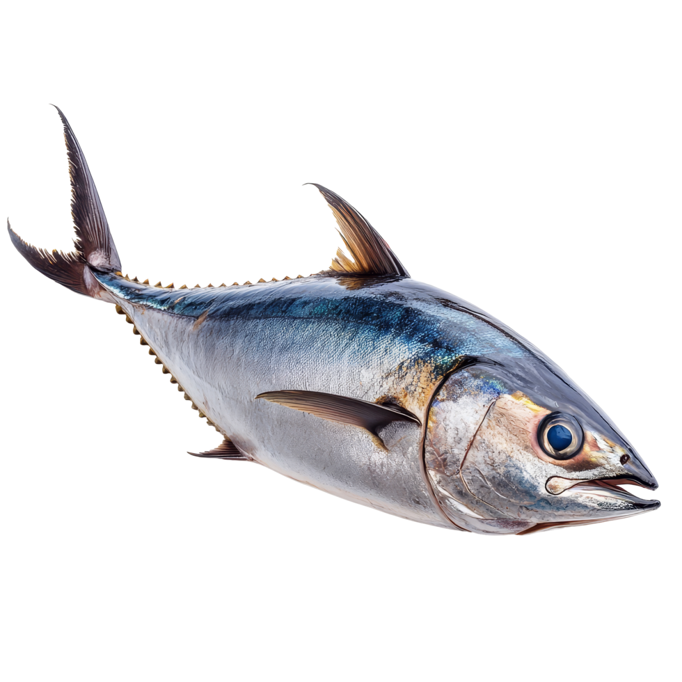 Fresh tuna fish isolated on a clean transparent background showcasing its natural color and form for culinary uses, Tuna fish isolated on transparent background png
