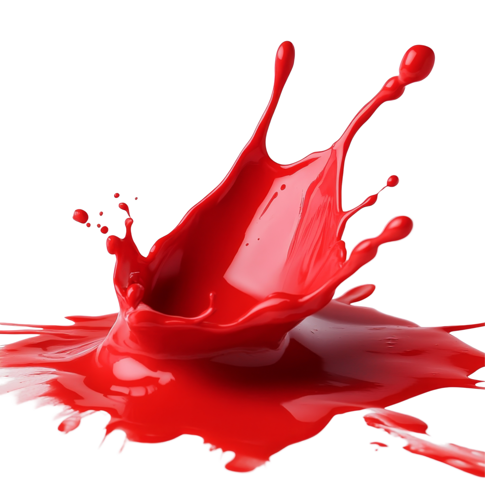 Dynamic red paint splash creating a vibrant artistic expression on a clean transparent surface in an abstract setting, red paint splash png