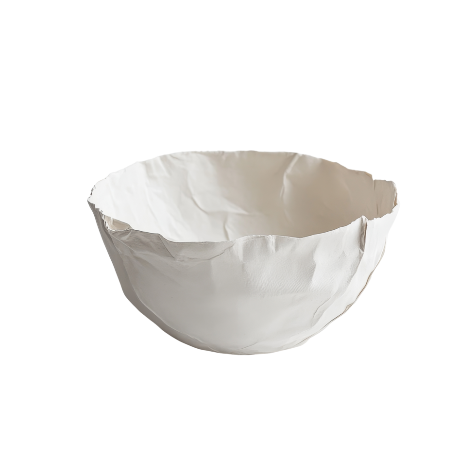 A simple paper bowl on a pristine transparent background suitable for various uses, papper bowl on transparent background png