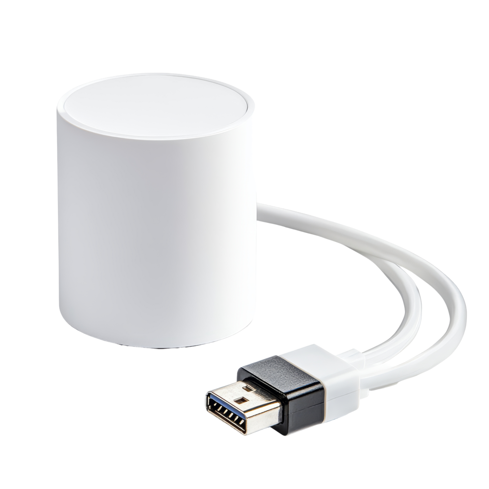 Clean and simple USB charger on a transparent background ready for charging devices at home or office, USB charger isolated on transparent backgroundfile png