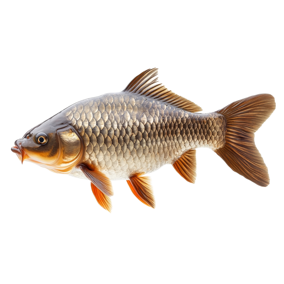 Detailed view of a carp fish isolated on a transparent background, showcasing its vibrant colors and distinct features, Carp fish isolated on transparent background png