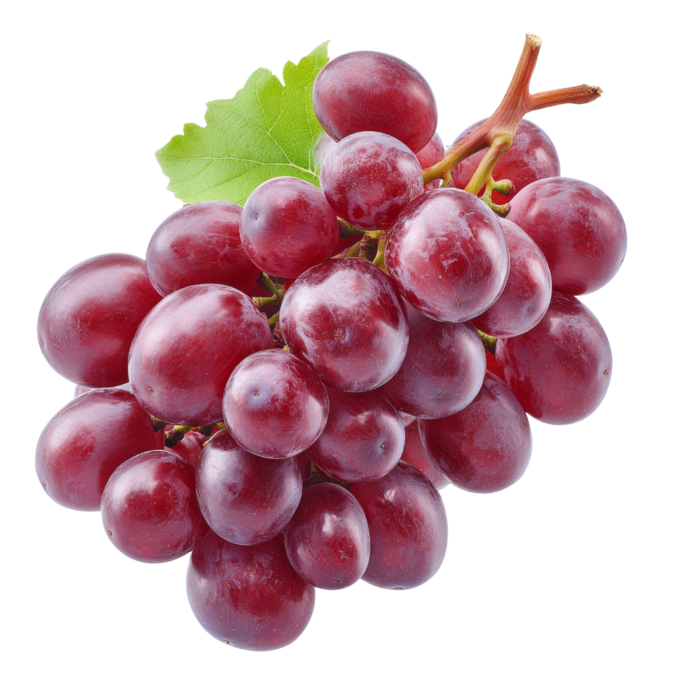 Fresh and juicy red grapes isolated on a clean transparent background, showcasing their vibrant color and natural appeal, Red grapes isolated on transparent background png
