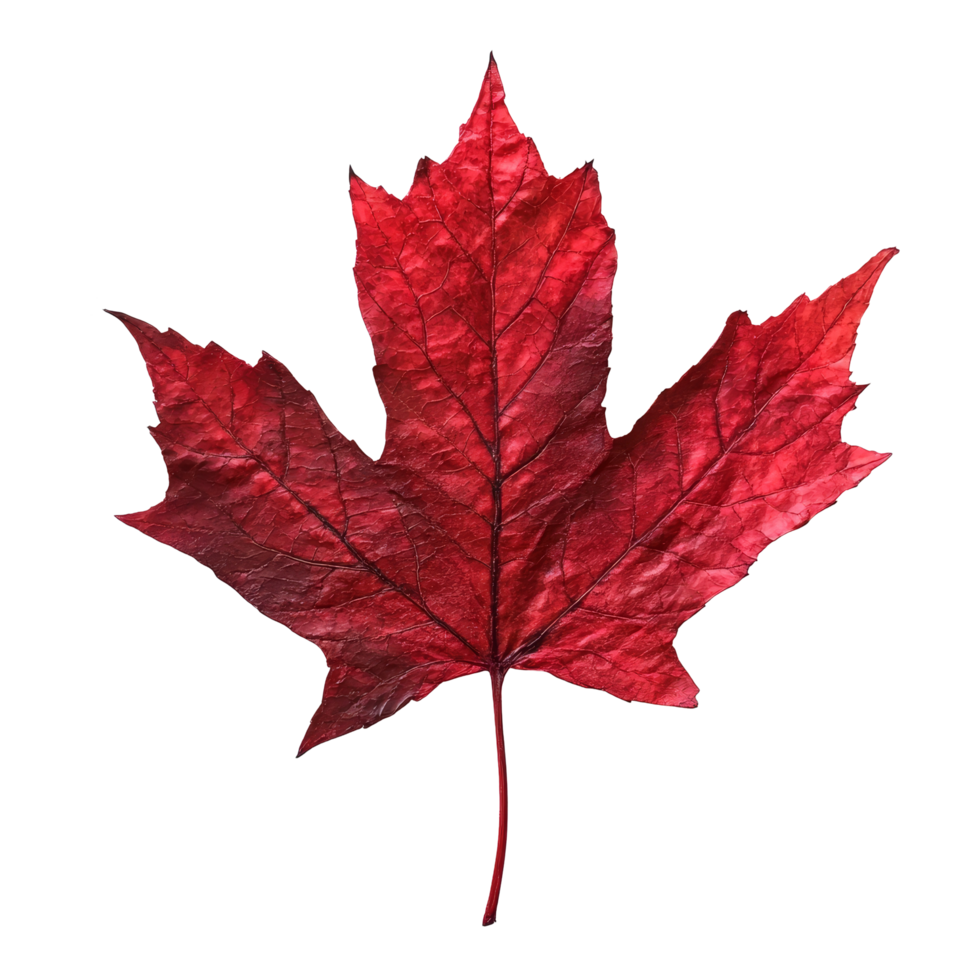 Vibrant red maple leaf displayed against a light background highlighting its intricate details and natural beauty, red maple leaf png