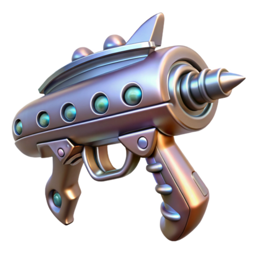 Retro Futuristic Ray Gun 3D Render png