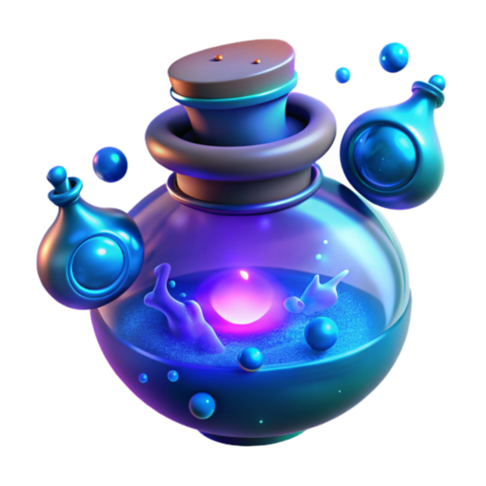 Glowing Potion 3D Render-Magical Elixir Illustration png