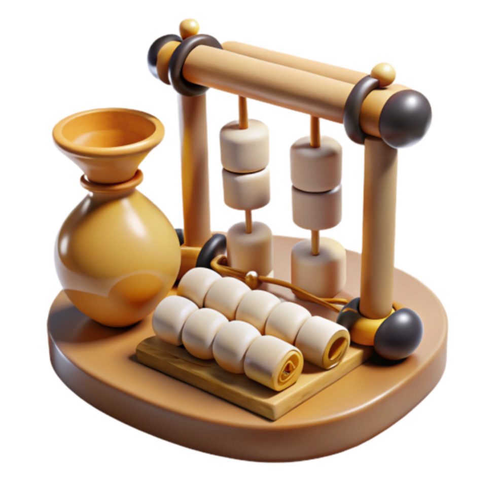 3D Render of Wooden Wellness Tools and Pot png