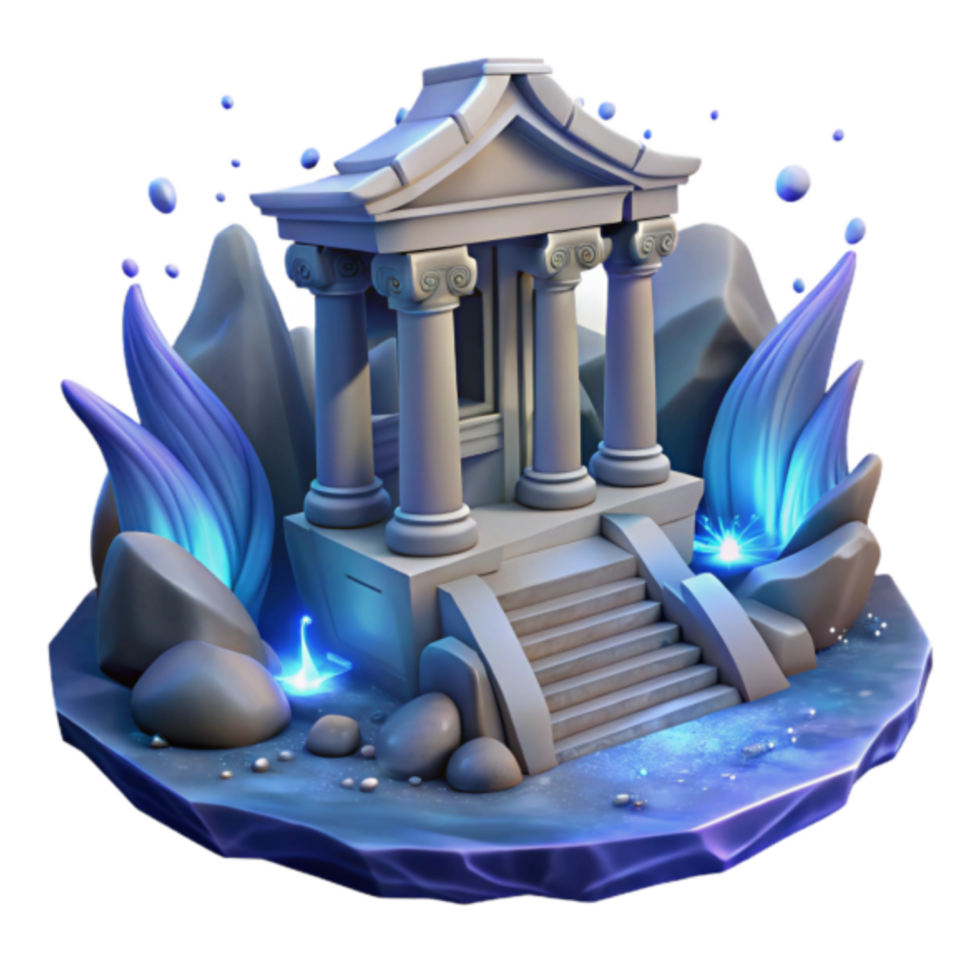 Enchanted Temple 3D Render Fantasy Architecture, Mystical Island Scene, Digital Illustration png