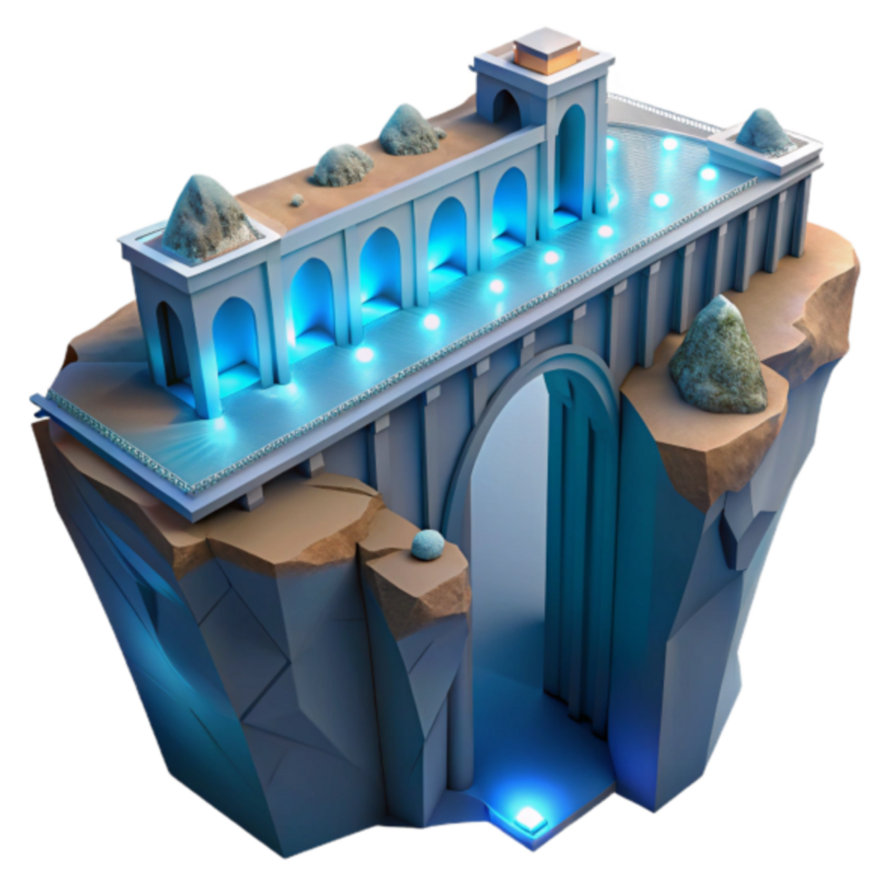 Luminous Arch Bridge 3D Render Fantasy Architecture Illustration png