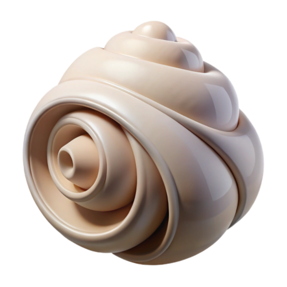 Abstract 3D Render of a Beige Swirling Shell-like Form png