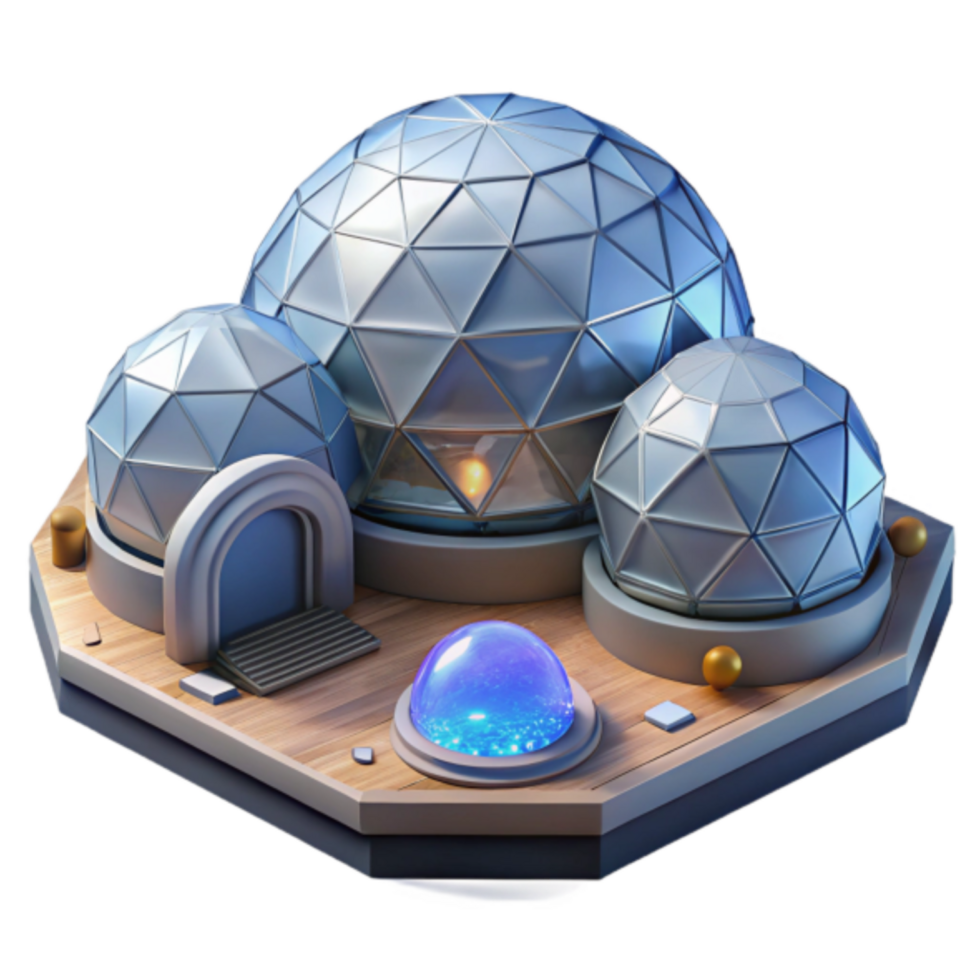 Futuristic Geodesic Dome Structure 3D Render png