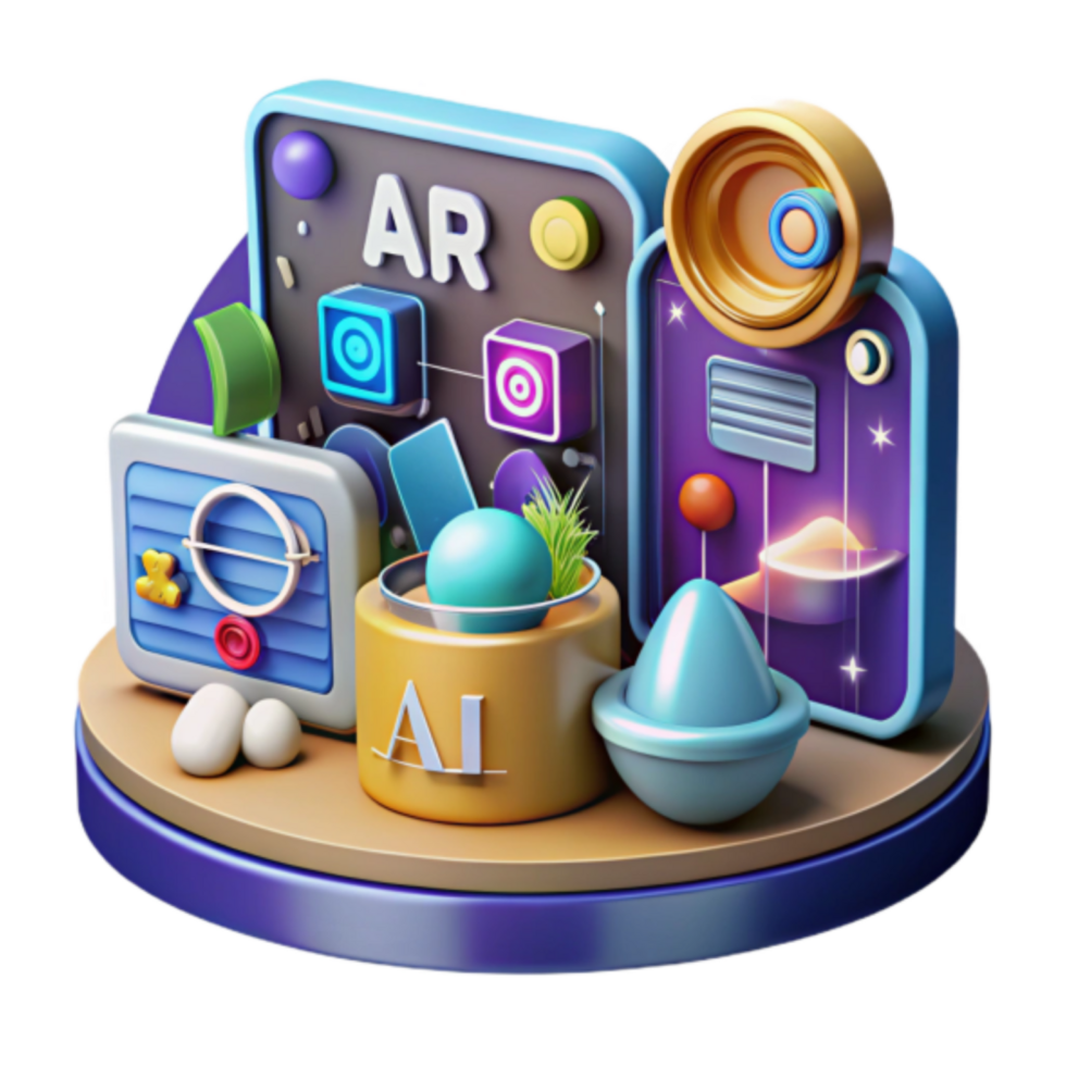 Vibrant 3D Illustration of AI and AR Technology Integration png