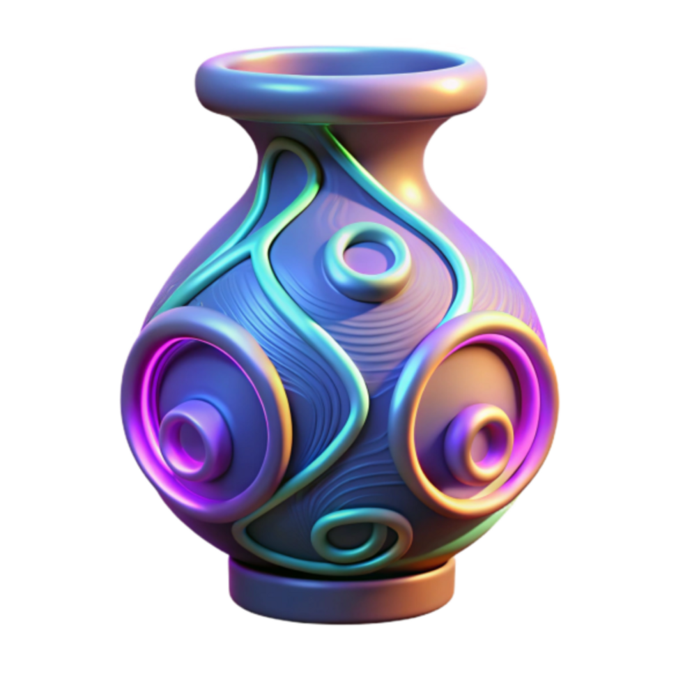 Ornate 3D Render of a Decorative Vase with Abstract Design png
