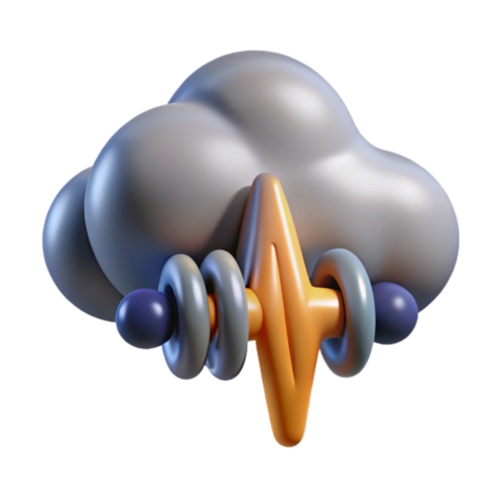 3D Render Storm Cloud Illustration Abstract Background with Lightning Bolt png