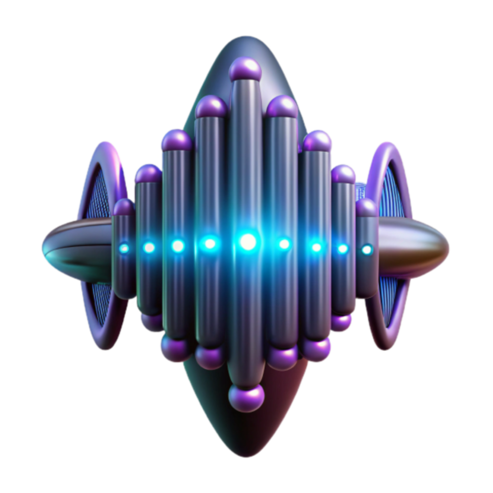 Futuristic 3D Render of Abstract Spaceship Design with Glowing Lights png