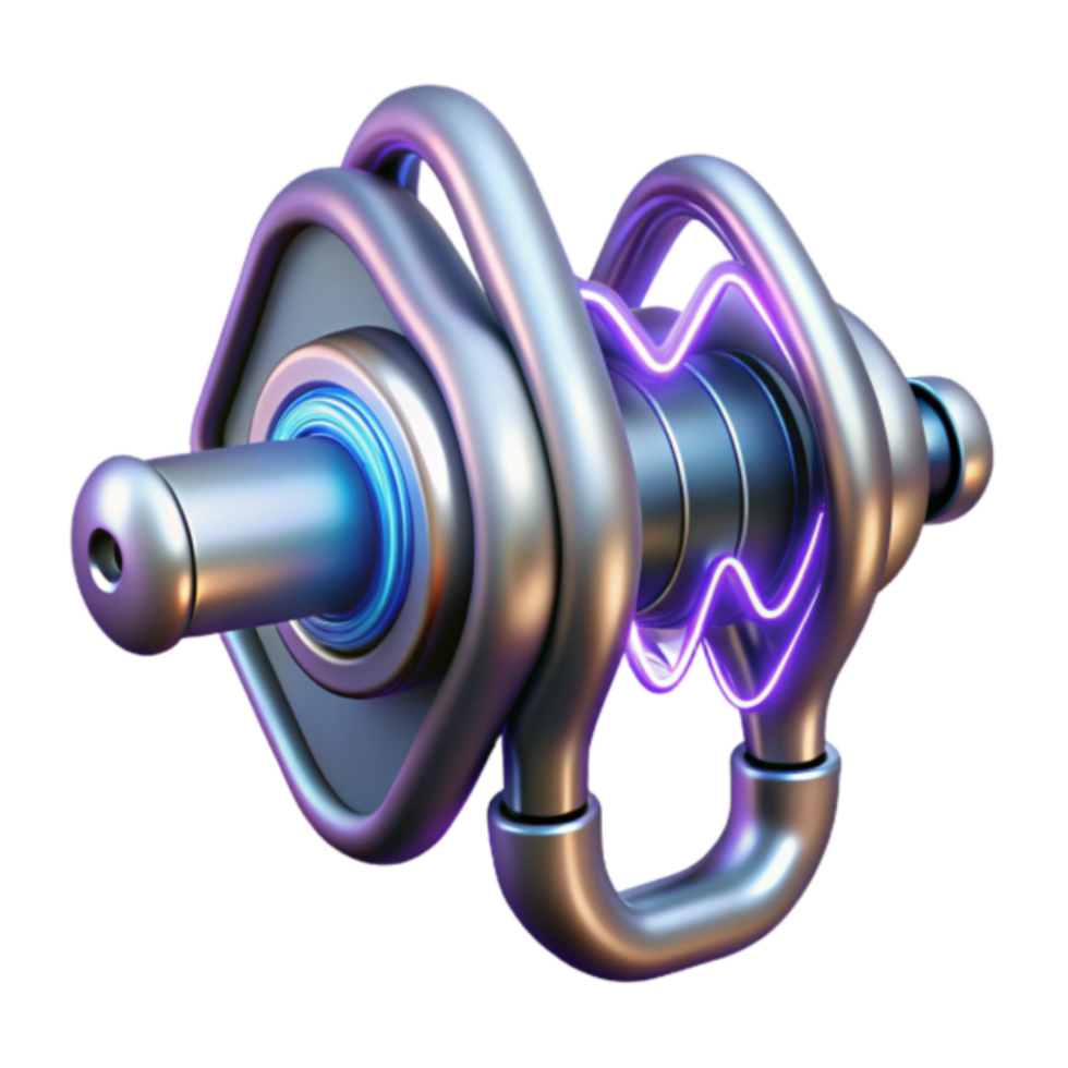 Futuristic 3D Render of a Metallic Device with Glowing Energy Core png