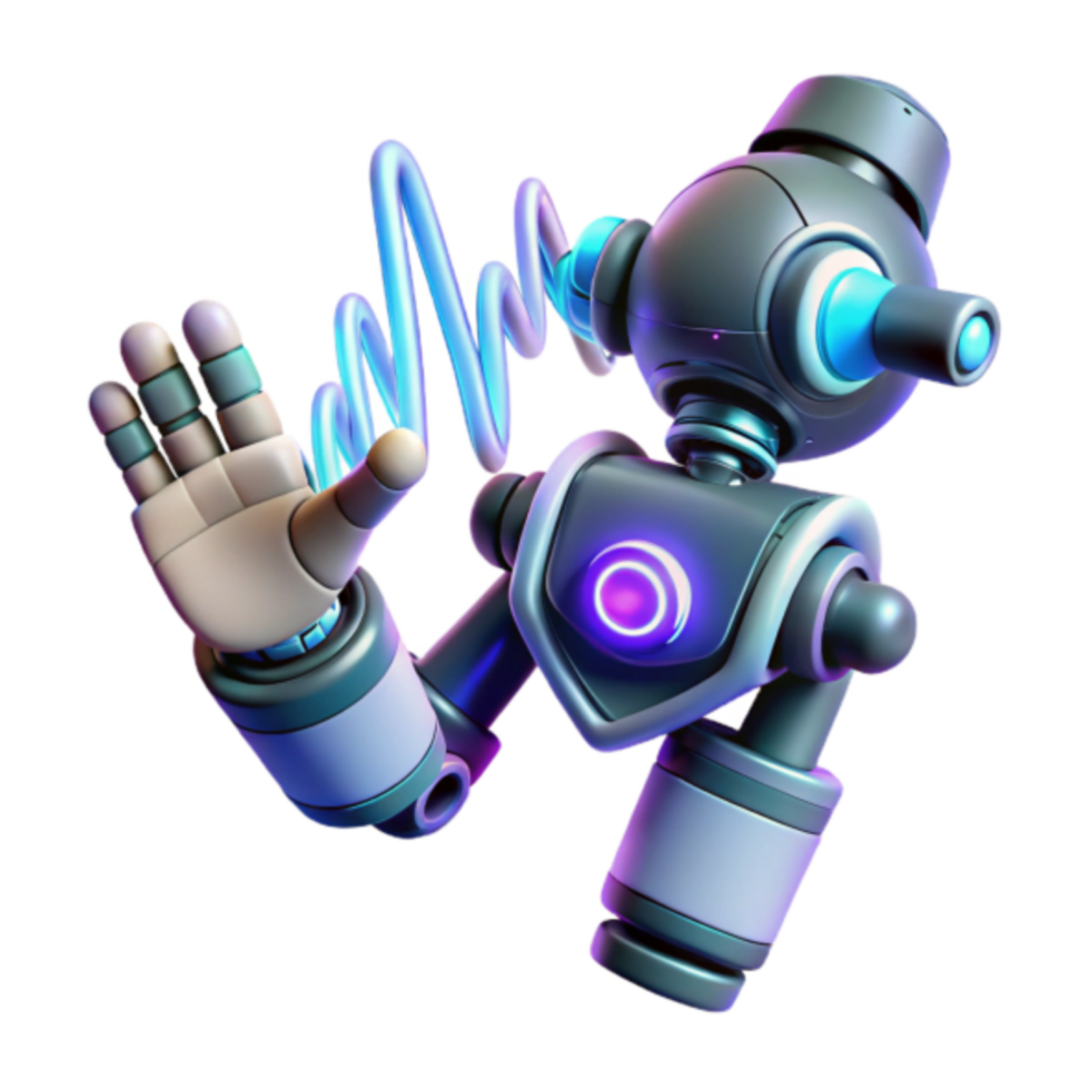 Friendly 3D Robot Illustration Waving, Futuristic Technology png