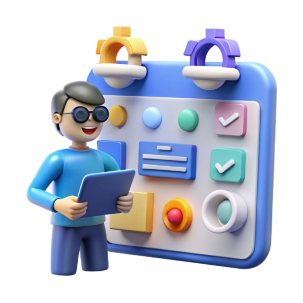 3D Illustration of Project Management with User Interface and Task Scheduling png