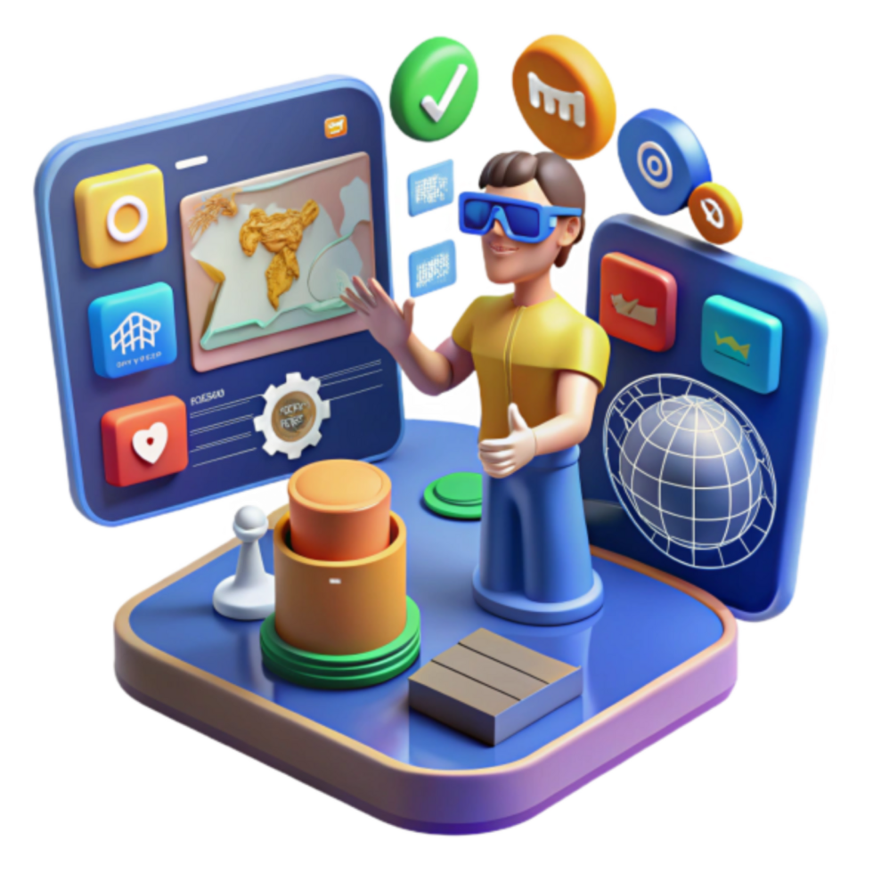 3d ilustração metaverso do utilizador interface Projeto com virtual realidade fone de ouvido png