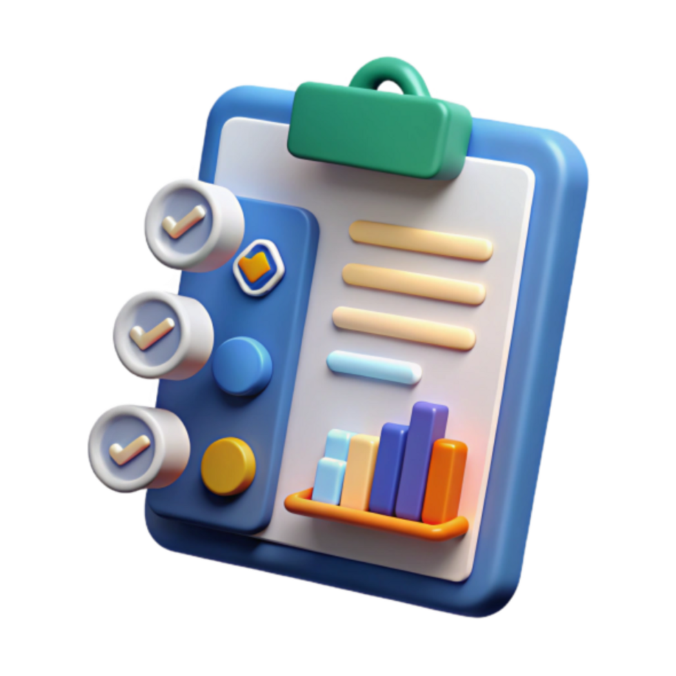 3d render lista de controle aplicativo ícone produtividade tarefa gestão ui elemento png