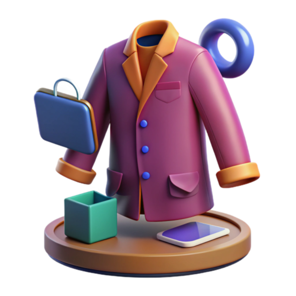3D Render of Stylish Clothing and Accessories on a Tray png