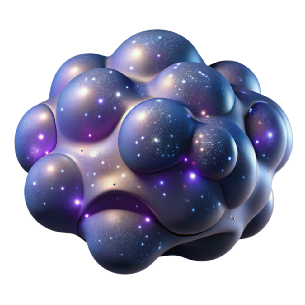 Cosmic Cell 3D Render Abstract Bubble Cluster with Glowing Nebula png