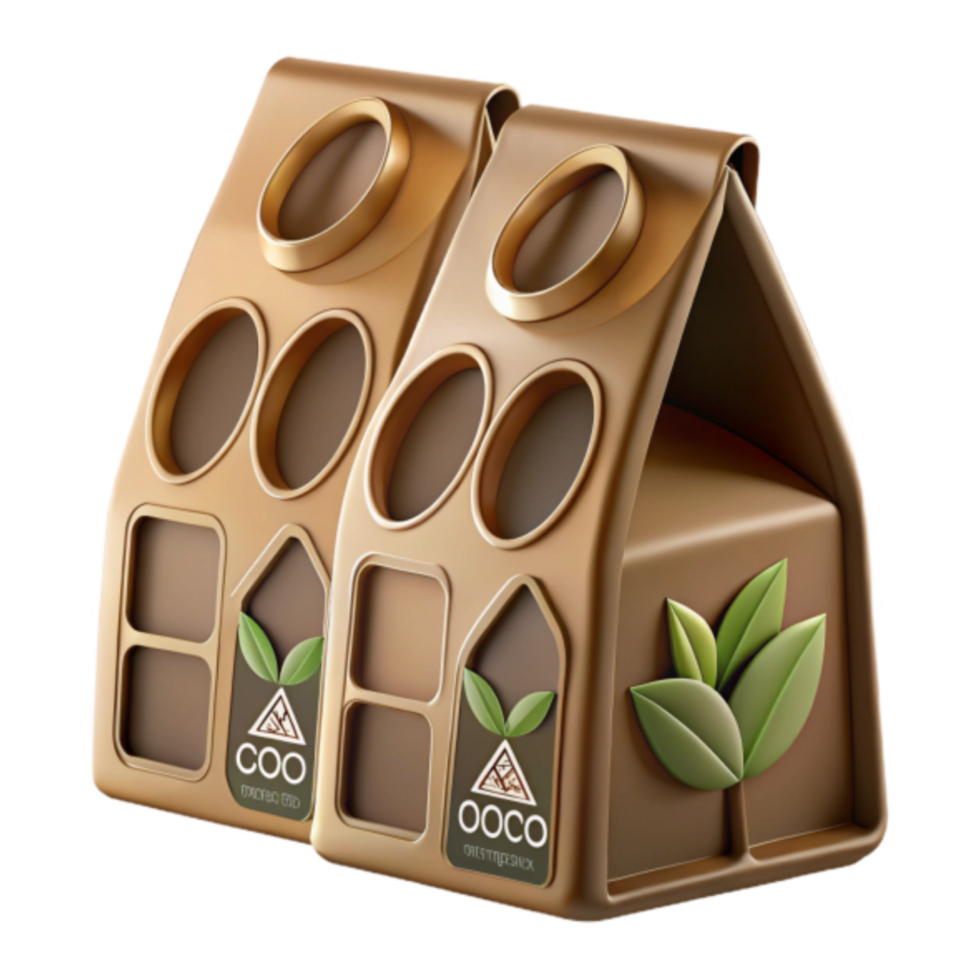 Eco-Friendly Cocoa Packaging Design 3D Illustration png