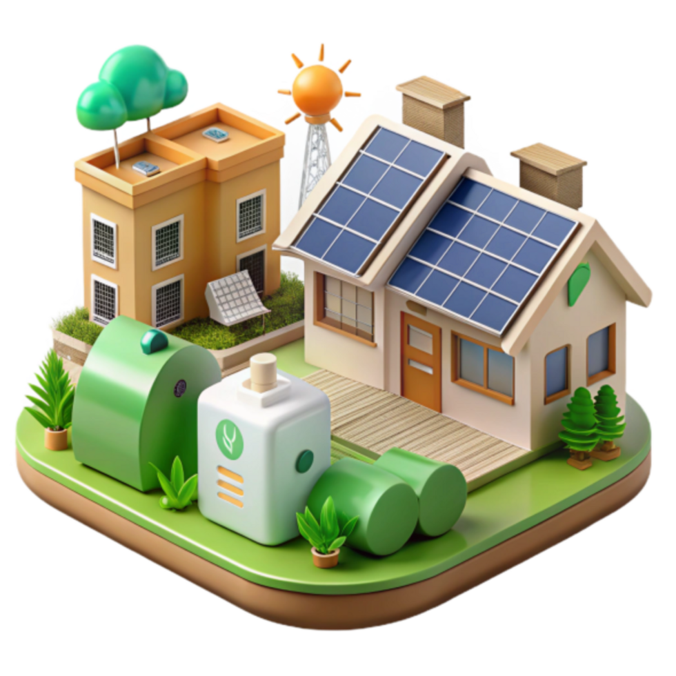 Eco-Friendly House 3D Illustration Sustainable Living with Solar Energy png
