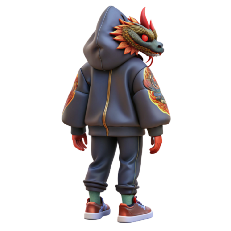 3D Render Dragon Hoodie Character Design png