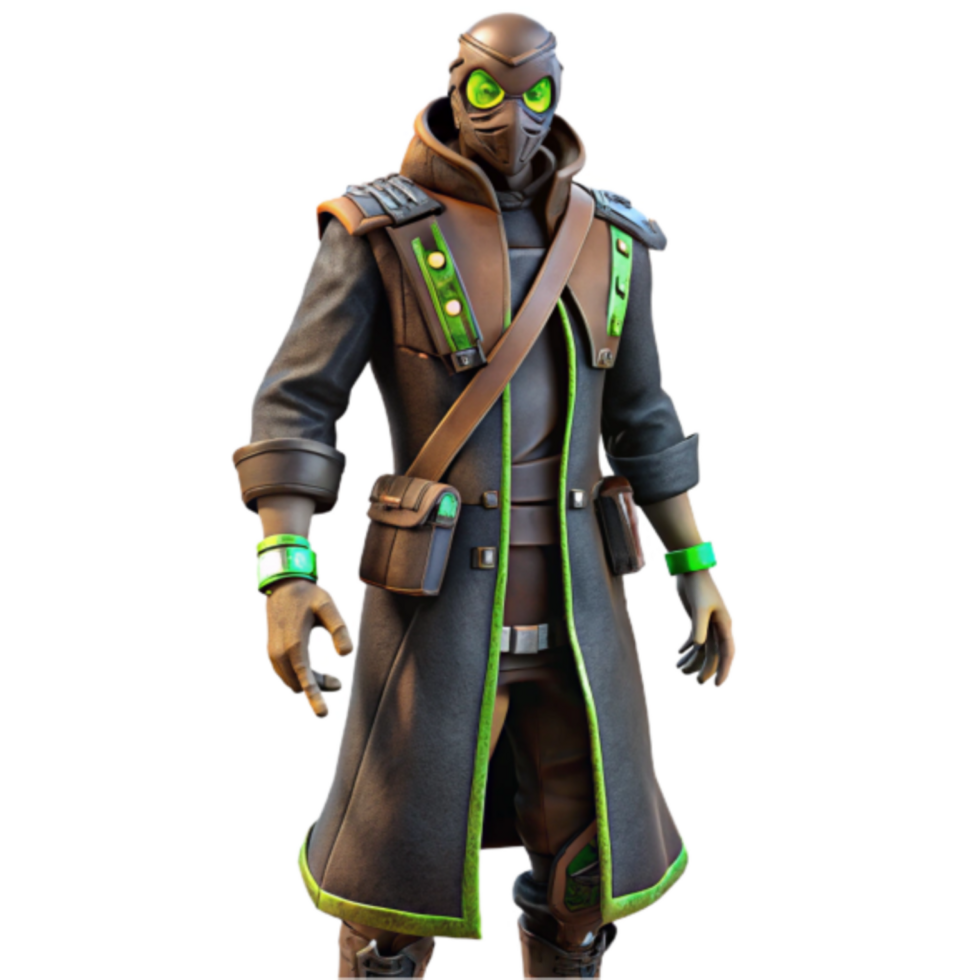 3D Render of a Futuristic Scientist in a Long Coat png