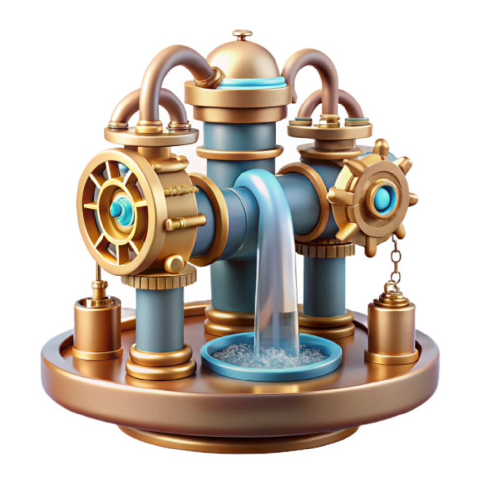 Steampunk Water Fountain 3D Render Illustration png
