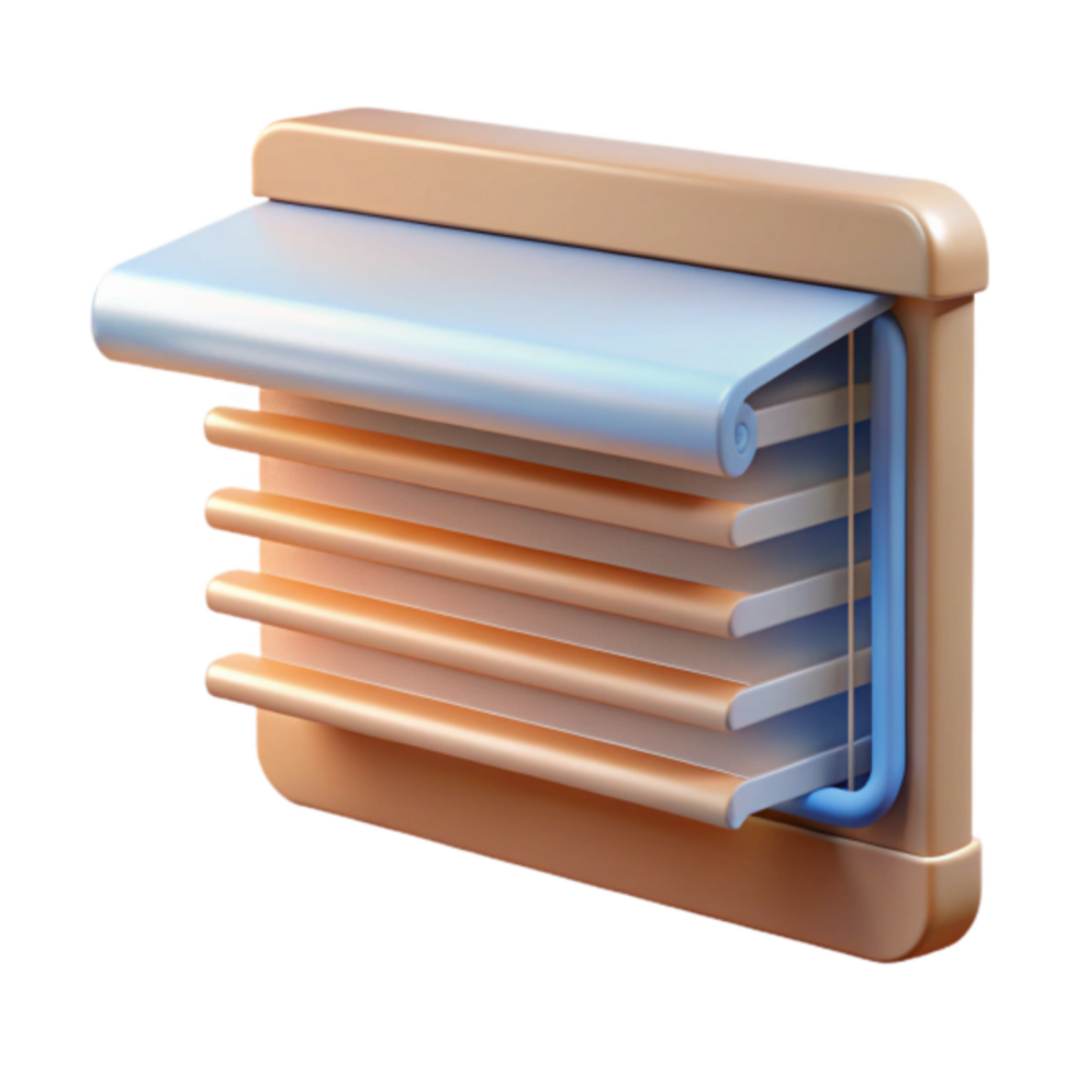 3D Render of Peach and Light Blue Window Blinds, Closed Position, Home Decor Element png
