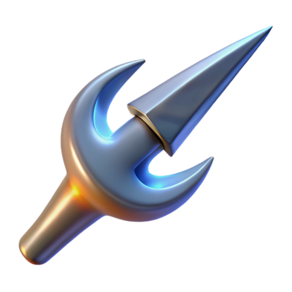 3D Render of a Futuristic Crescent Spear Game Asset png