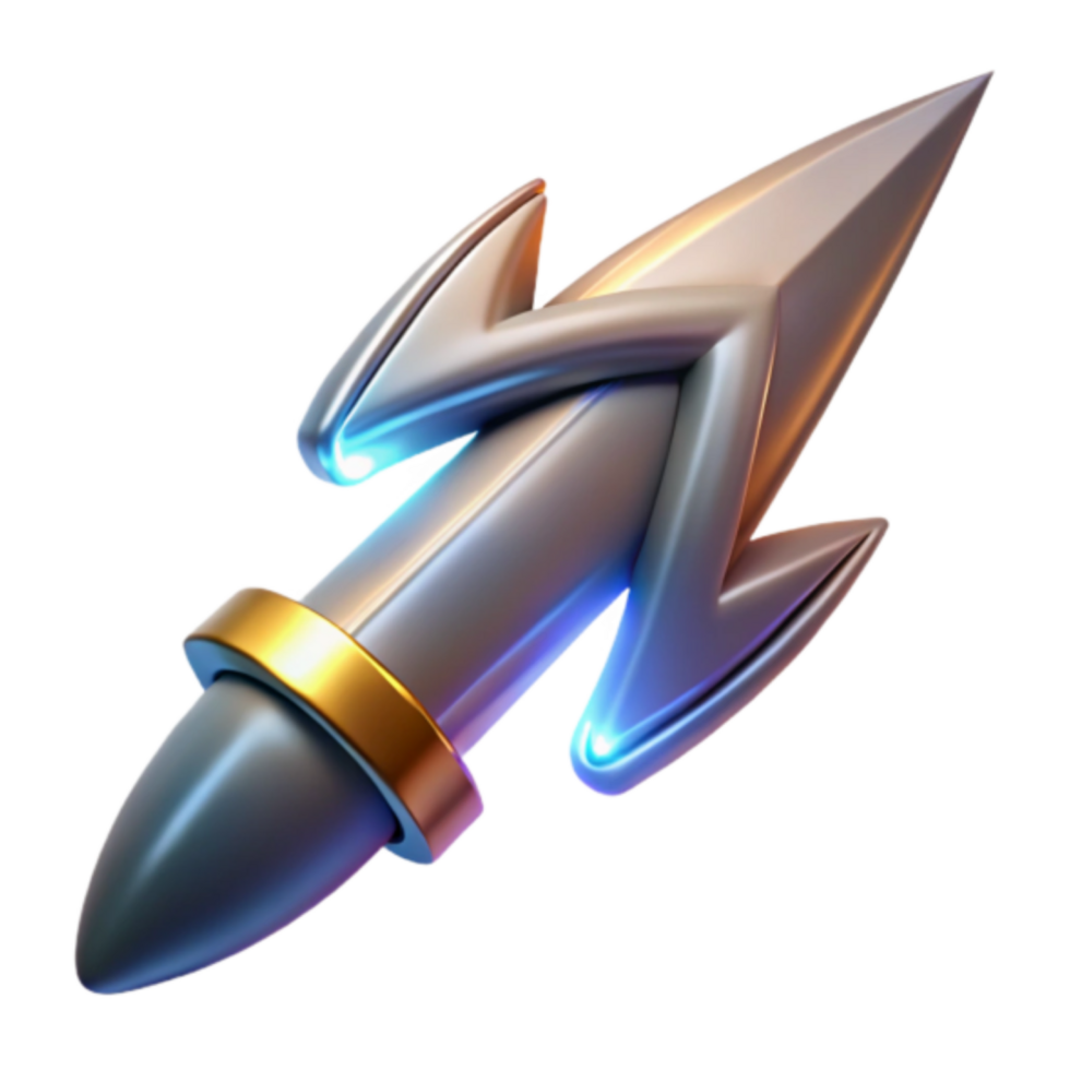 Futuristic Arrow 3D Render - Metallic, Glowing, Abstract Design png