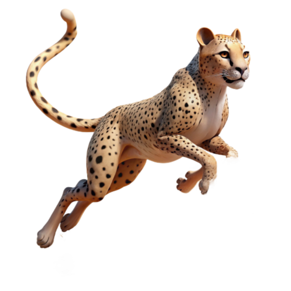 Dynamic Cheetah in Leap 3D Illustration png
